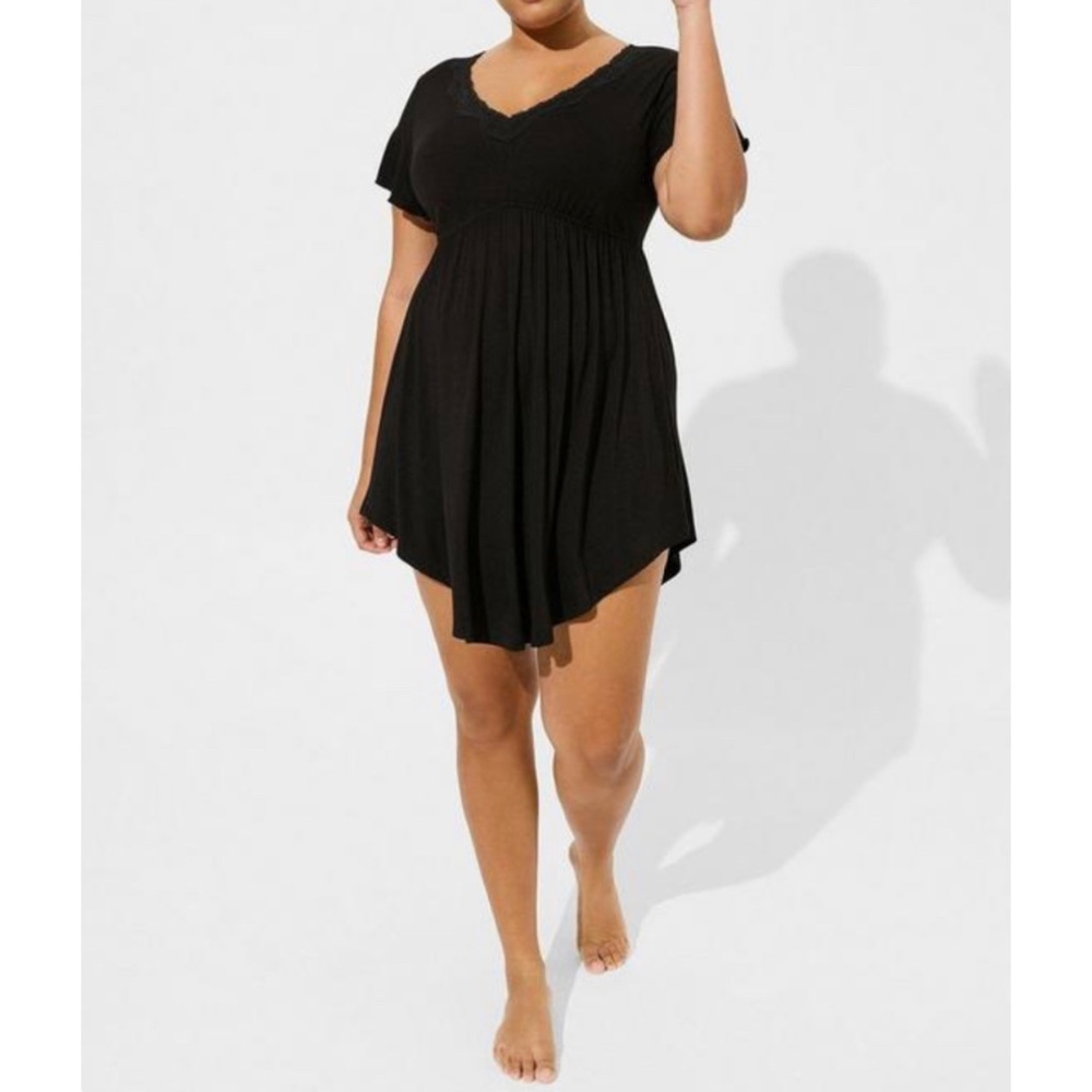 🆕 Black Super Soft Lace Trim Sleep Dress 3 3X 22 24 NWT Torrid New! Pyjamas PJ - Picture 6 of 8
